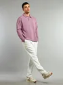 Mauve Pink Revere Neck Full Sleeve Polo