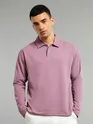Mauve Pink Revere Neck Full Sleeve Polo