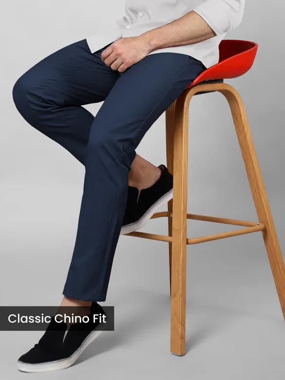 Midnight Blue Slim-Fit Trousers
