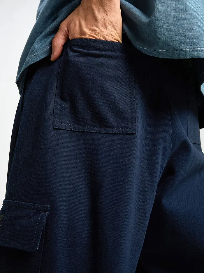 Navy Blue Oversized Cargo Pants for Men