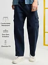 Navy Blue Oversized Cargo Pants for Men