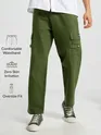 Olive Green Oversized Cargo Pants for Men