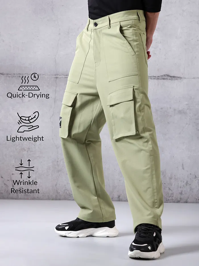 Pale Green Utility Cargo Pants for Men