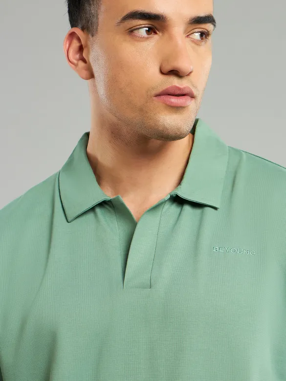 Pistachio Green Revere Neck Full Sleeve Polo