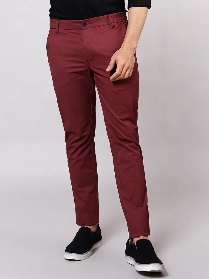 Red Wine Formal Pants for Men, 