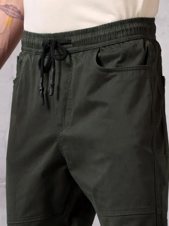 Rifle Green Cut and Sew Cargo Men Jogger Pants