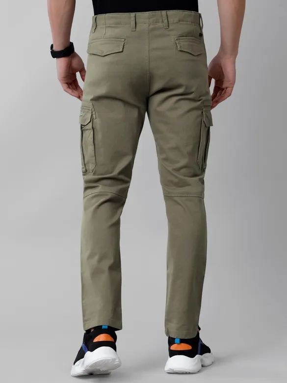 Solid Dark Olive Cargo Pants for Men