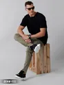 Solid Dark Olive Cargo Pants for Men