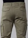 Solid Dark Olive Cargo Pants for Men