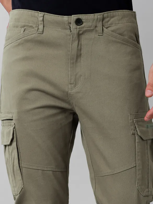 Solid Dark Olive Cargo Pants for Men