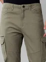 Solid Dark Olive Cargo Pants for Men