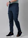 Solid Navy Blue Cargo Pants for Men