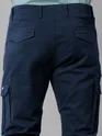 Solid Navy Blue Cargo Pants for Men