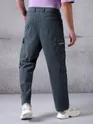 Stone Blue Straight-Fit Cargo Pants for Men