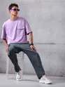 Stone Blue Straight-Fit Cargo Pants for Men