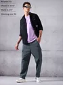 Stone Blue Straight-Fit Cargo Pants for Men