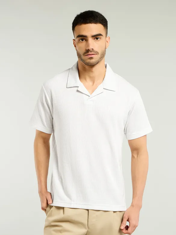 White Lapel Collar Polo T-Shirt