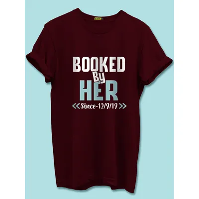 Booked By Customizable Couple T-shirt-Burgundy