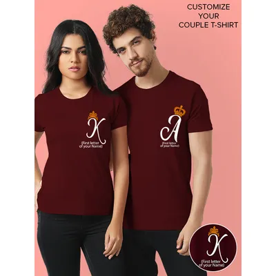 Crown Initials Customizable Couple T-shirt