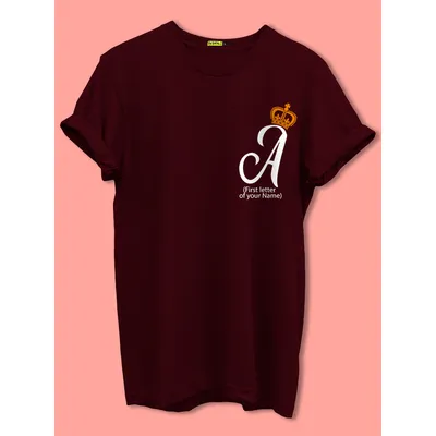 Crown Initials Customizable Couple T-shirt-Burgundy