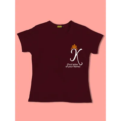 Crown Initials Customizable Couple T-shirt-Burgundy