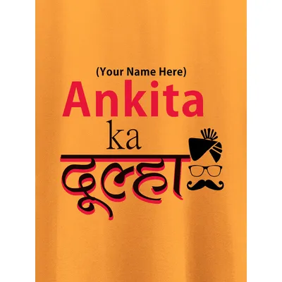 Dulha Dulhan Customizable Couple T-shirt-Mustard