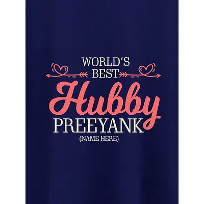 Hubby Wifey Customizable Couple T-shirt-Navy Blue