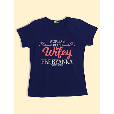 Hubby Wifey Customizable Couple T-shirt-Navy Blue