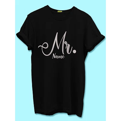 Mr Mrs Customizable Couple T-shirt-Black