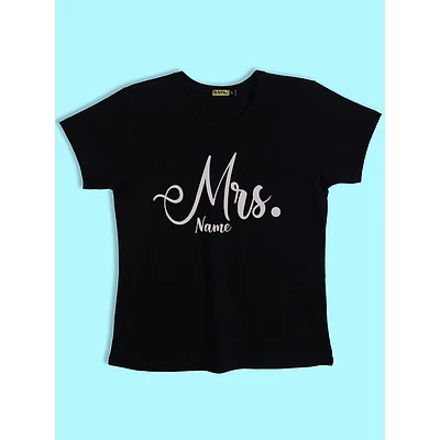 Mr Mrs Customizable Couple T-shirt-Black