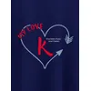 Name Initial Customizable Couple T-shirt-Navy Blue