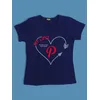 Name Initial Customizable Couple T-shirt-Navy Blue