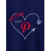 Name Initial Customizable Couple T-shirt-Navy Blue