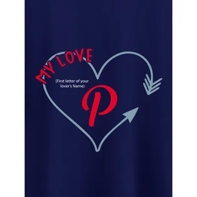 Name Initial Customizable Couple T-shirt-Navy Blue
