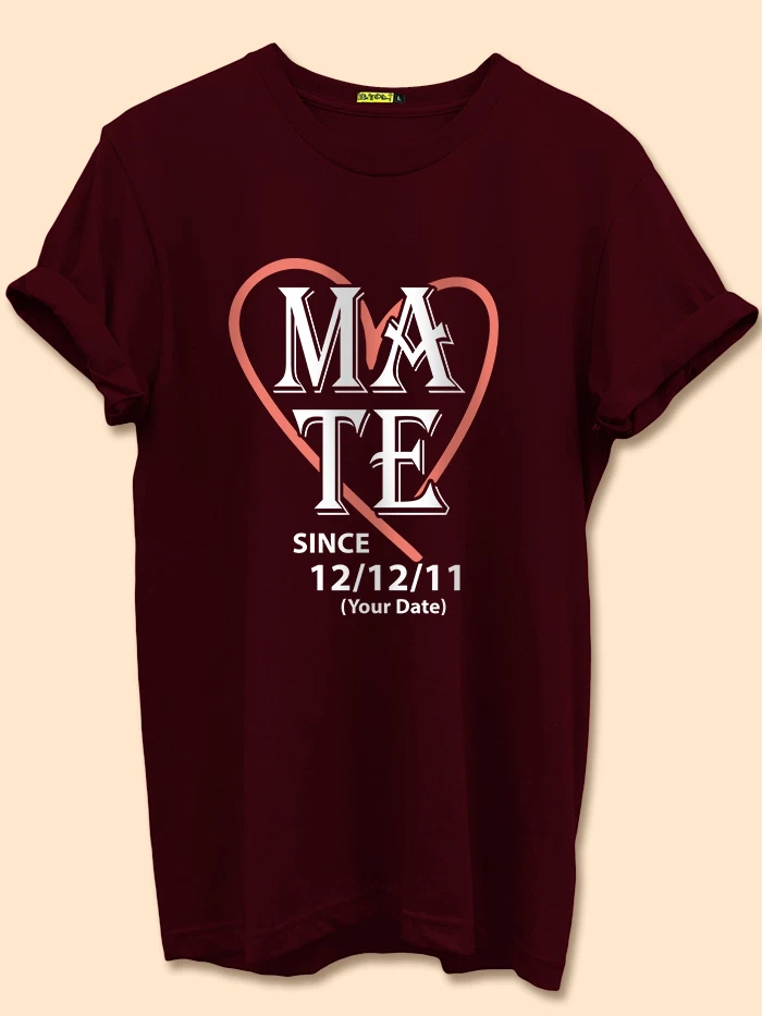 Soulmate Customizable Couple T-shirt-Burgundy