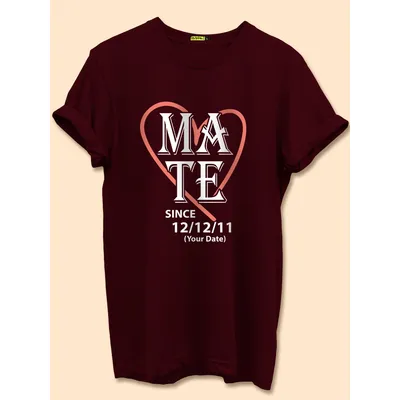Soulmate Customizable Couple T-shirt-Burgundy