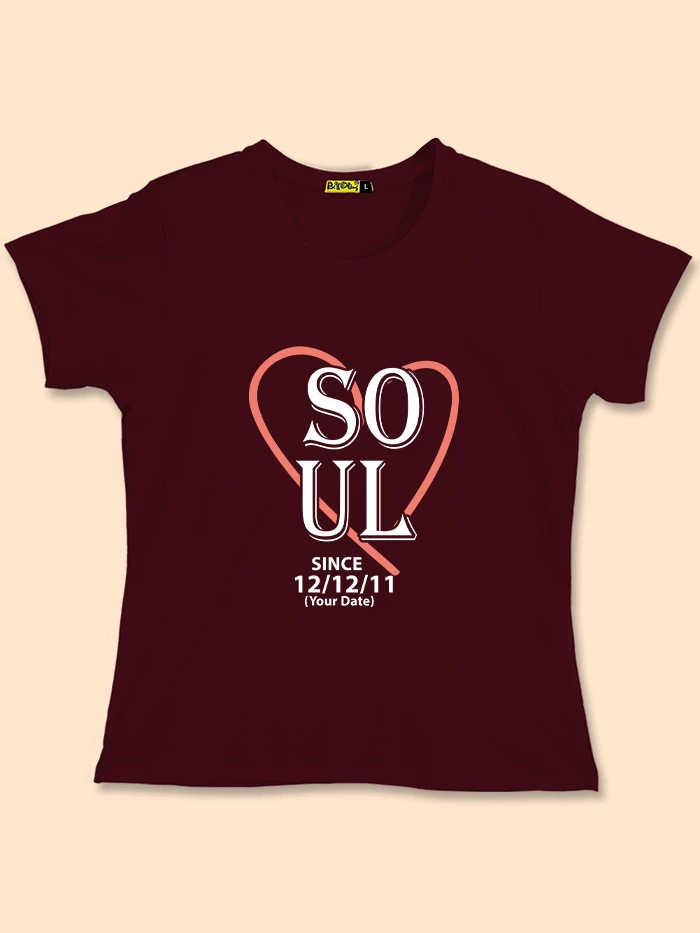 Soulmate Customizable Couple T-shirt-Burgundy