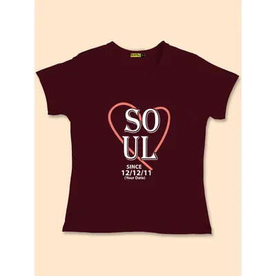 Soulmate Customizable Couple T-shirt-Burgundy