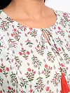 Floral White-Red Long Flare Kurta