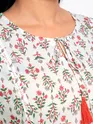Floral White-Red Long Flare Kurta