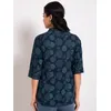Navy Blue Floral Printed Short Kurti