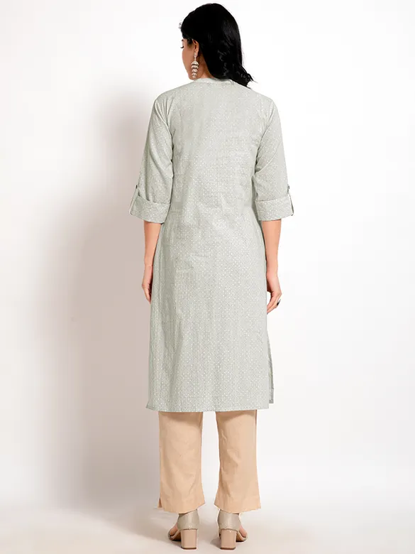 Pearl River Grey Collar Straight Kurti