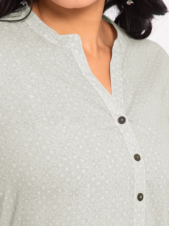 Pearl River Grey Collar Straight Kurti