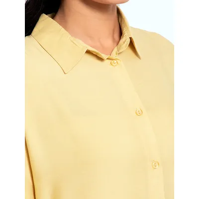 Yellow-Blue Knee-Length Shirt Kurti