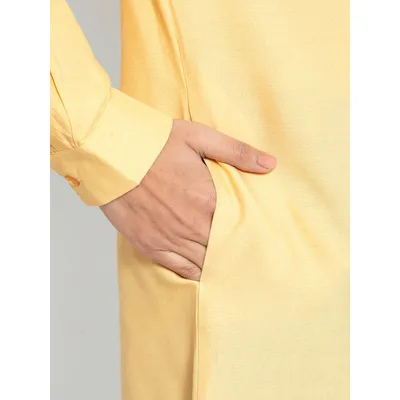 Yellow-Blue Knee-Length Shirt Kurti