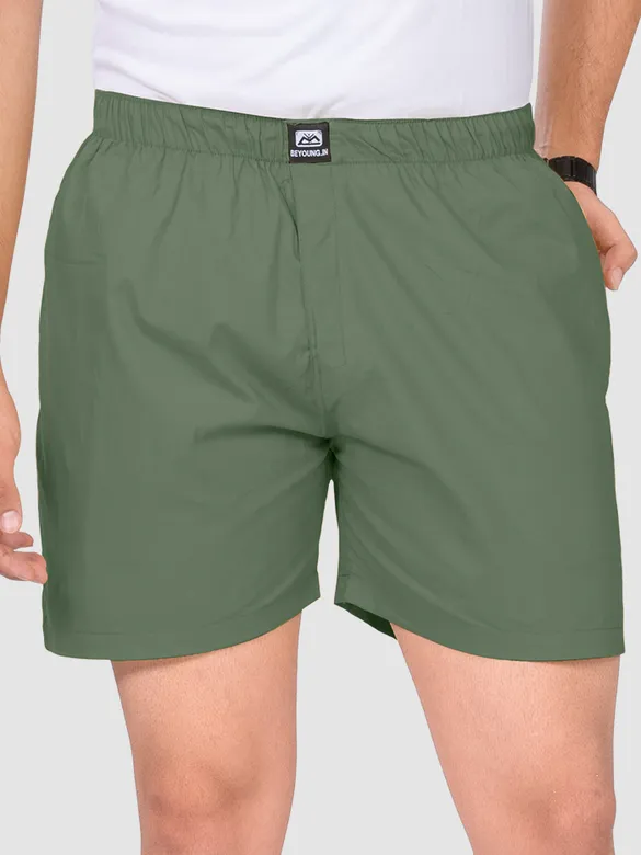 Plain Black and Sage Green Mens Boxer Combo - Pack of Two