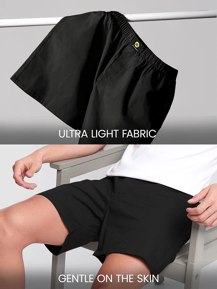 Plain Black Mens Boxers