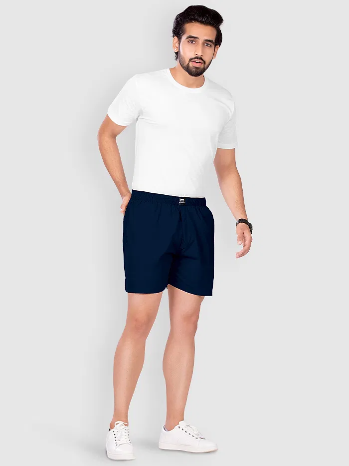 Plain Black Navy Blue And Burgundy Mens Boxer Combo-Pack of 3