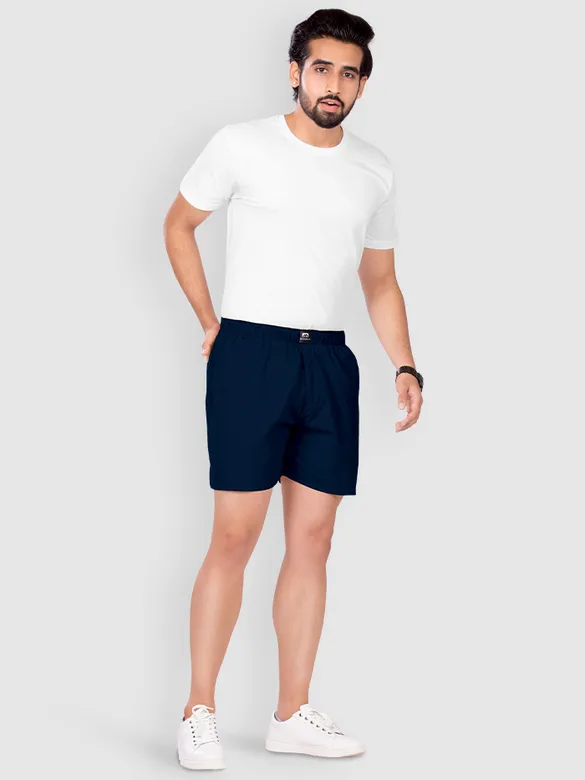 Plain Black Navy Blue And Burgundy Mens Boxer Combo-Pack of 3