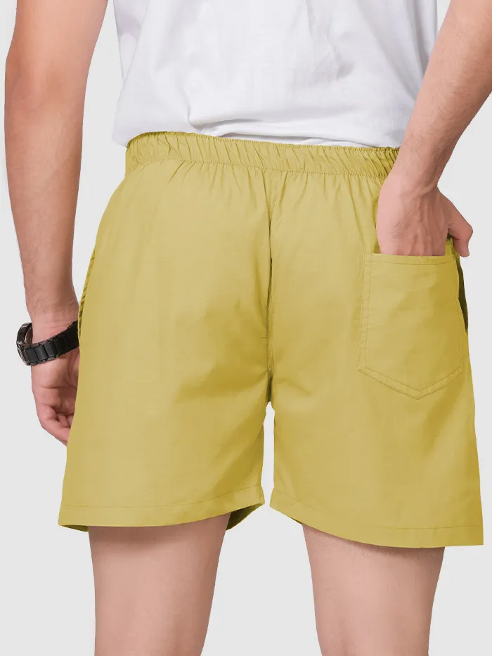 Plain Bottle Green And Dusty Yellow Mens Boxer Combo - Pack of Two
